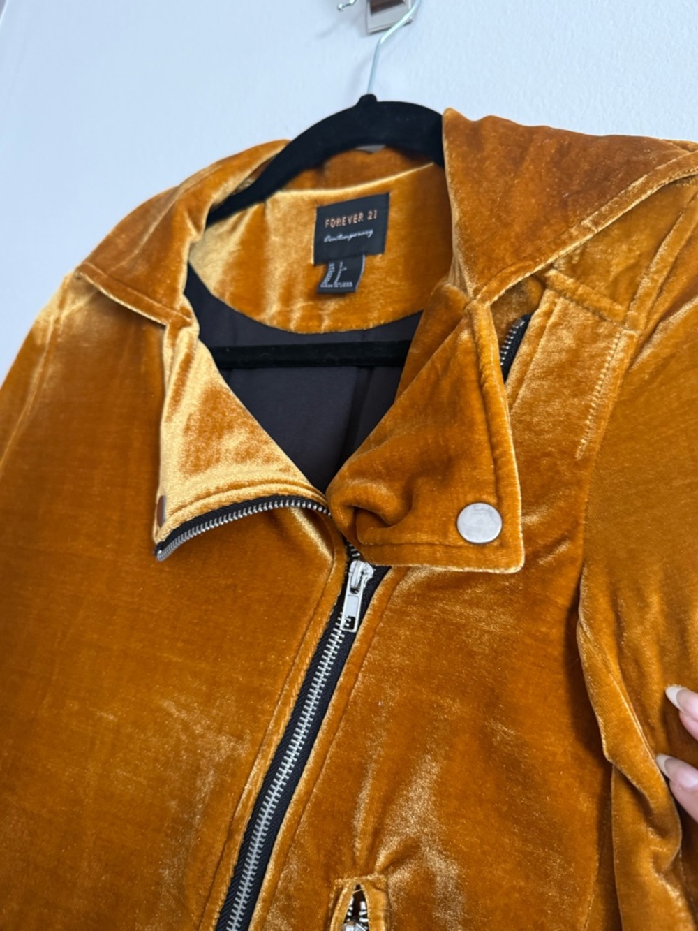 Forever 21 Velvet Moto Jacket in Mustard Yellow / Marigold - Picture 5 of 6